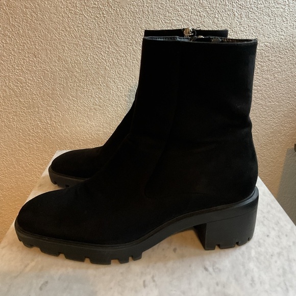 ZARA LUG SOLE CHELSEA BOOTS SIZE 9 vegan luxe SUEDE excellent quality chunky Y2K - Picture 4 of 7
